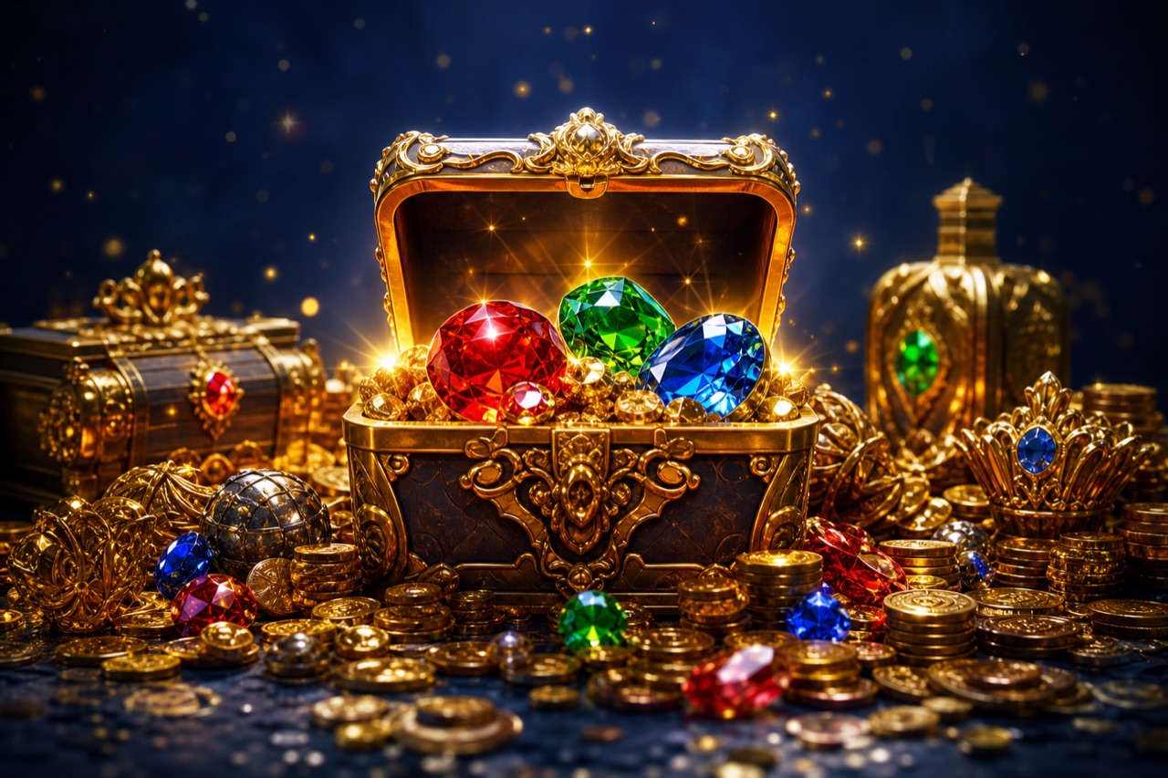 Fortune Gems JILI Malaysia: RTP, Features & Mobile Tips 2026 — Fortune Gems JILI — glowing gems, treasure chest and multipliers