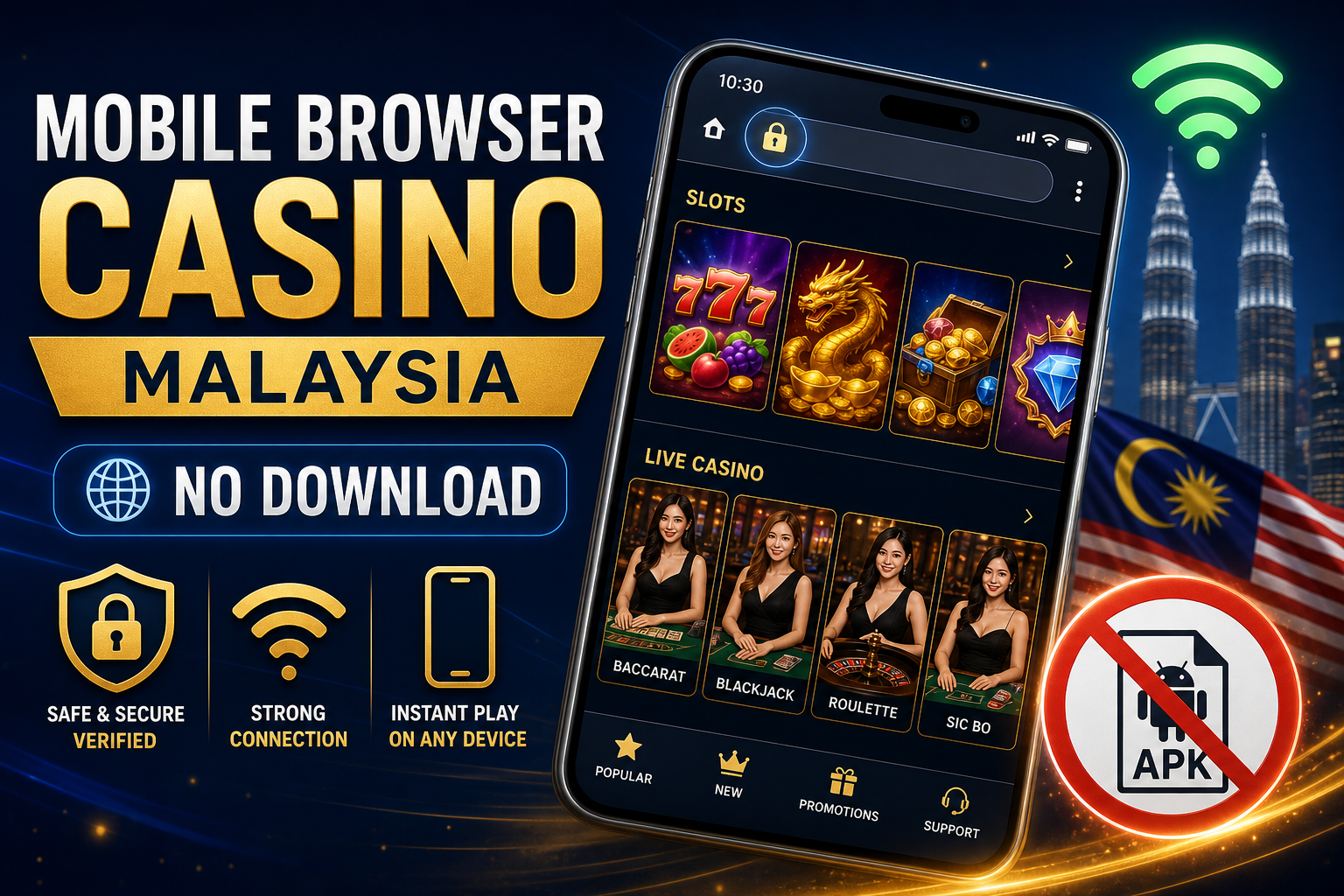 Mobile Casino Malaysia No Download: Browser Play vs APK 2026 — Mobile browser casino — verified web play without APK
