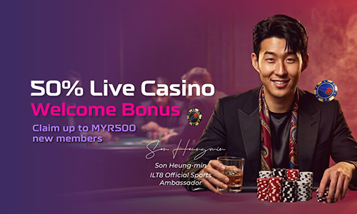 50% Live Casino Welcome Bonus at ILT8MY — up to MYR 500, Son Heung-min ILT8 sports ambassador